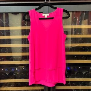 Michael Kors fuscia pink sleeveless drape top